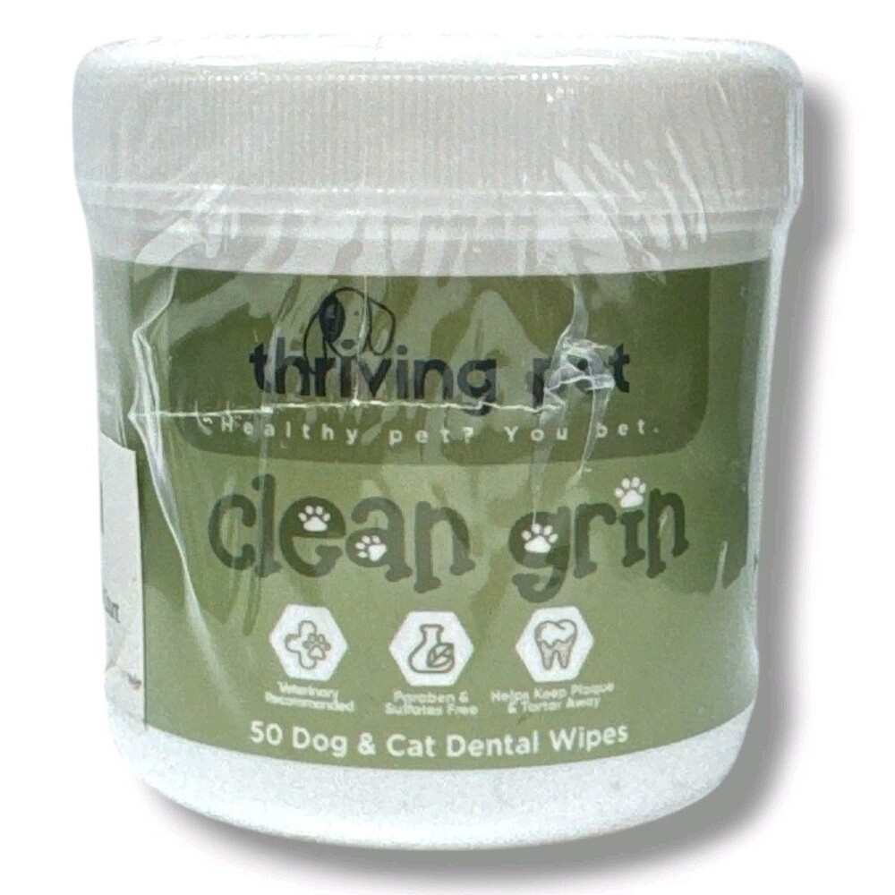 *Thriving Pet Clean Grin 50 Dog & Cat Dental Wipes -New Sealed-